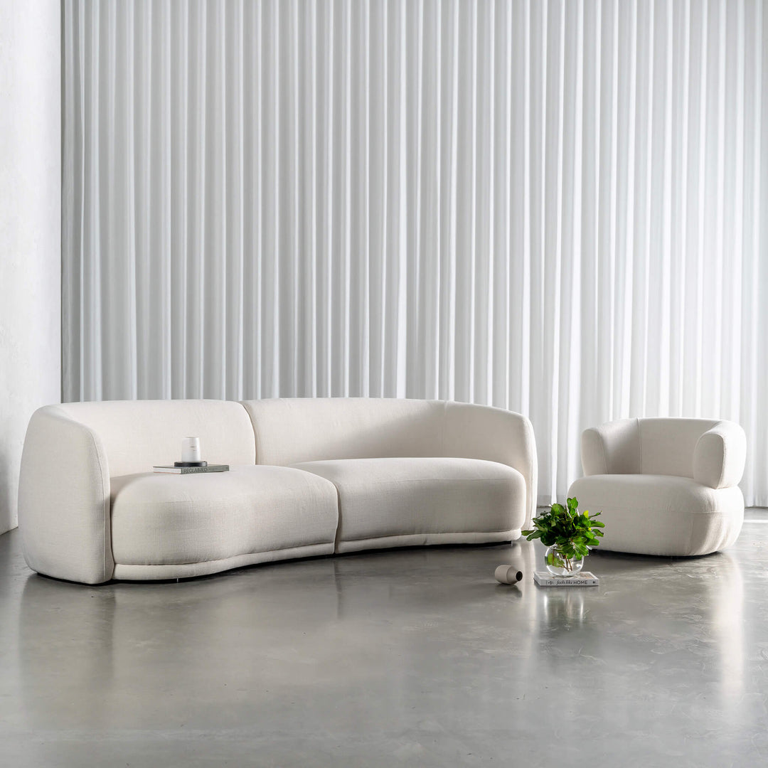 PURBECK CURVED SOFA  |  SKIMMING STONE WEAVE