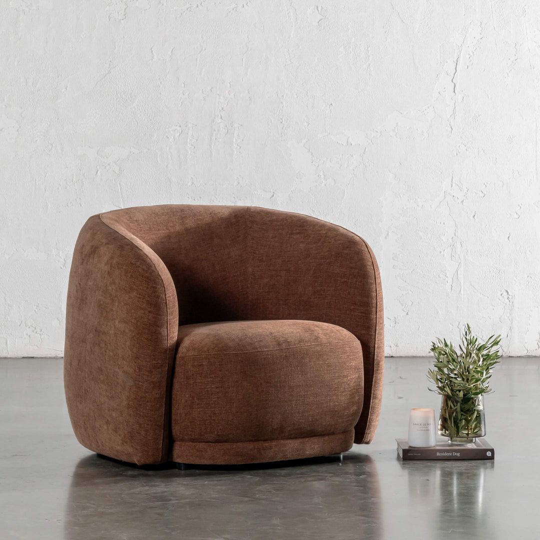 PURBECK CURVED ARMCHAIR   |  CLOVE DUST