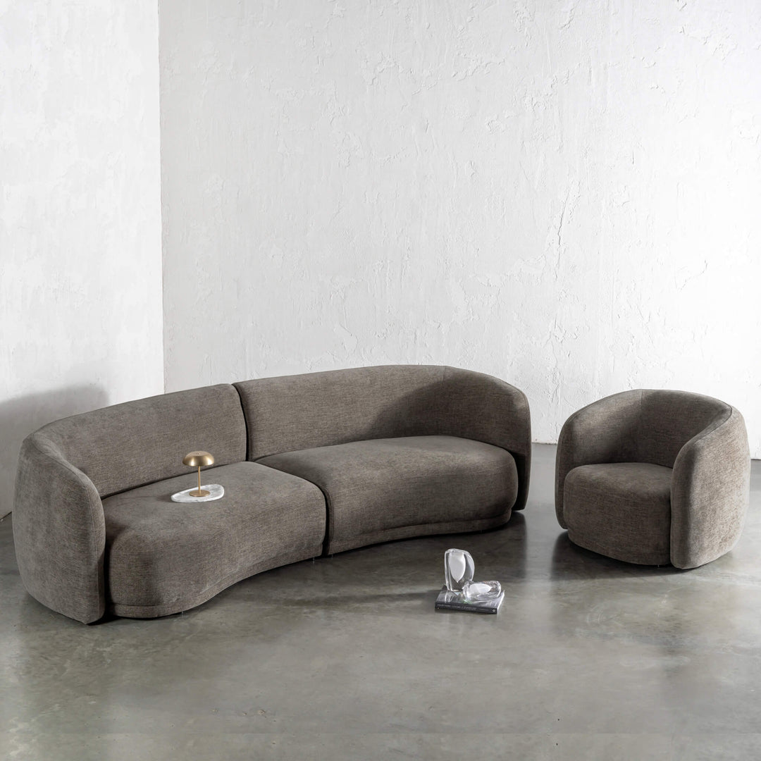 PURBECK CURVED SOFA + ARMCHAIR  |  BRINDLE SHADOW
