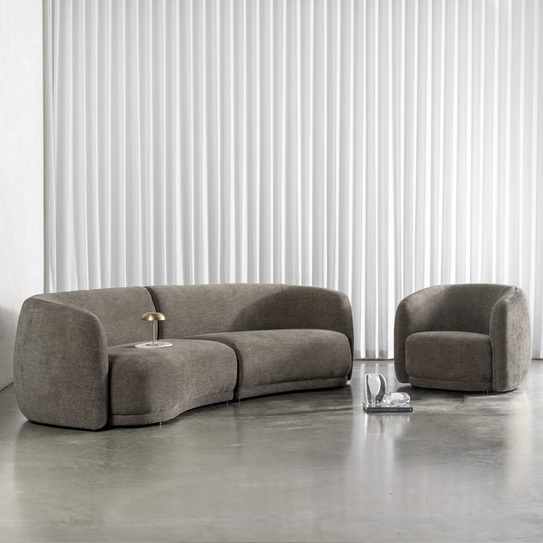 PURBECK CURVED SOFA + ARMCHAIR  |  BRINDLE SHADOW