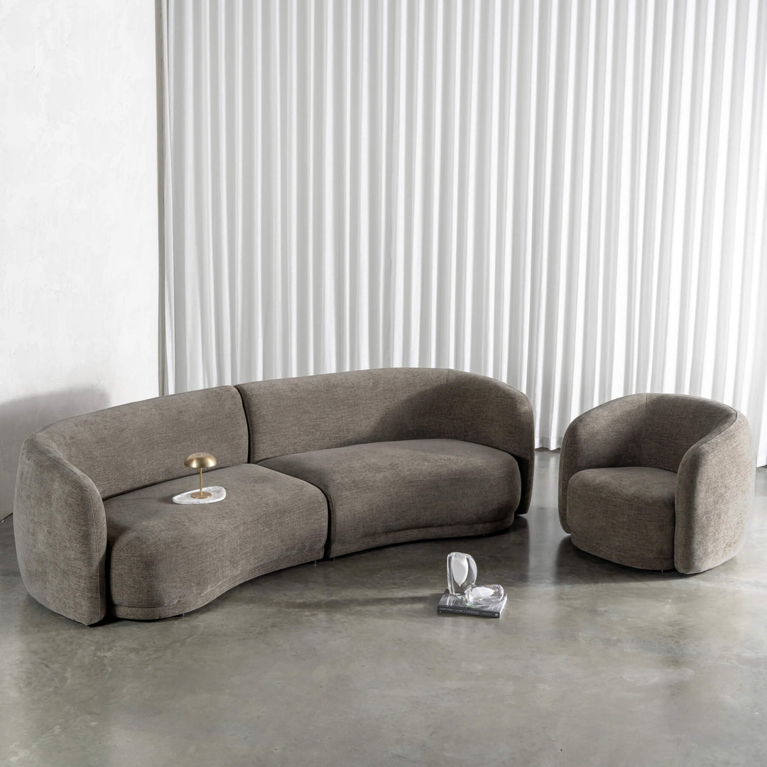 PURBECK CURVED SOFA + ARMCHAIR  |  BRINDLE SHADOW