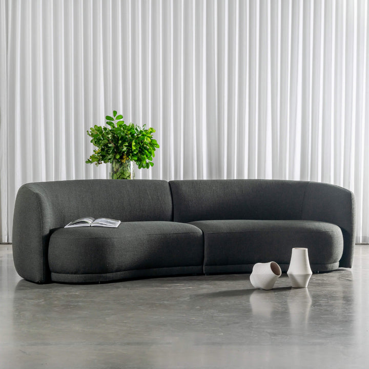 PURBECK CURVED SOFA  |  BLADE OLIVE WEAVE