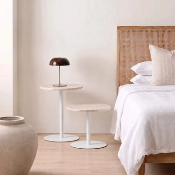PALMETE SIDE TABLE BUNDLE  |  35CM + 45CM  |  TRAVERTINE + WHITE