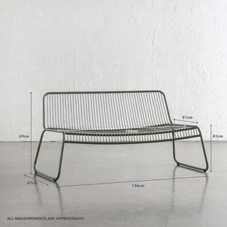 PALOMA JEDEAUX 2 SEATER | MANGROVE OLIVE | MEASUREMENTS