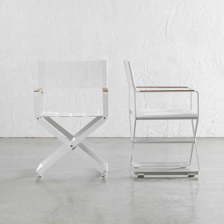 PALOMA OUTDOOR DIRECTOR CHAIR | WHITE ALUMINIUM FRAME