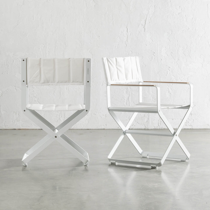 PALOMA OUTDOOR DIRECTOR CHAIR | WHITE ALUMINIUM FRAME