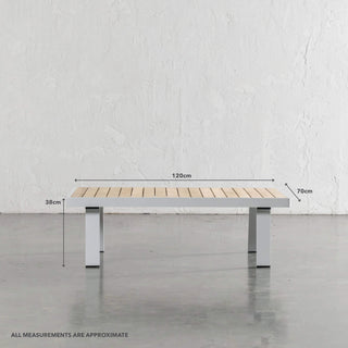 PALOMA OUTDOOR COFFEE TABLE | WHITE ALUMINIUM FRAME | MEASUREMENTS