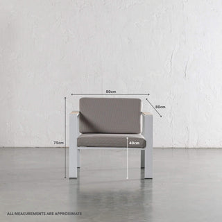 PALOMA OUTDOOR CHAIR | WHITE ALUMINIUM FRAME | MEASUREMENTS