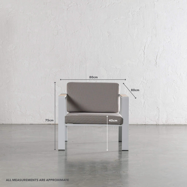 PALOMA OUTDOOR CHAIR | WHITE ALUMINIUM FRAME | MEASUREMENTS