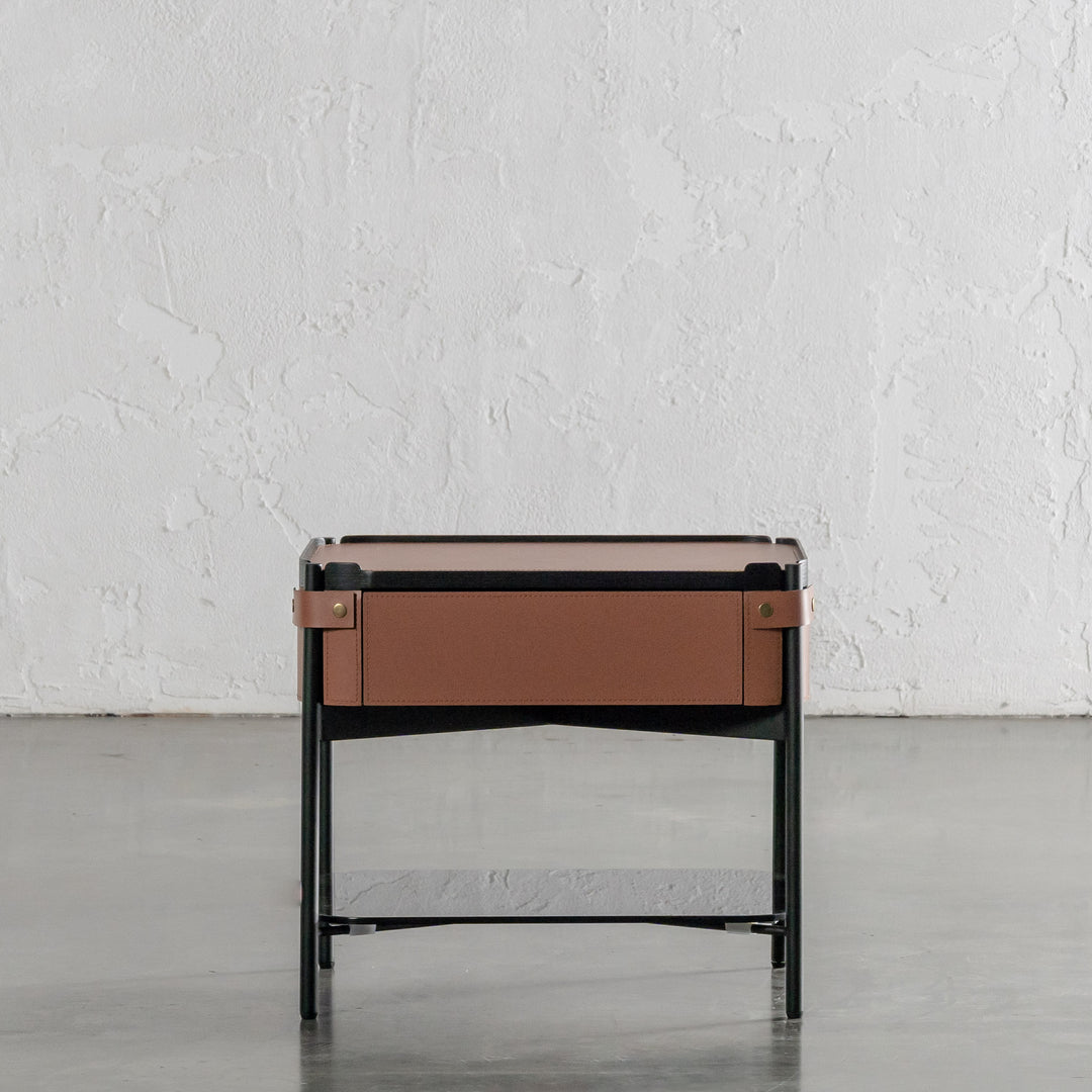 PANZANO NIGHTSTAND WITH DRAWER  |  HAVANA TAN LEATHER