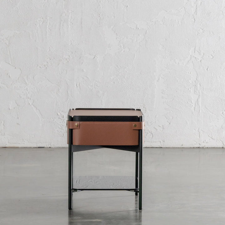 PANZANO NIGHTSTAND WITH DRAWER  |  HAVANA TAN LEATHER