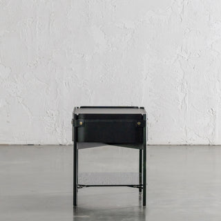 PANZANO NIGHTSTAND WITH DRAWER  |  BLACK NOIR LEATHER