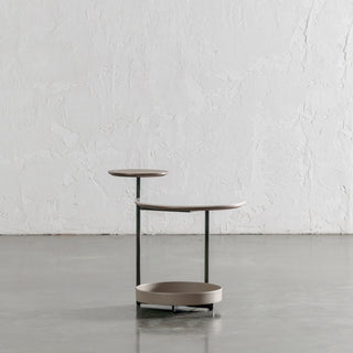 PANZANO TWO TIER SIDE TABLE  |  KHAKI STONE LEATHER