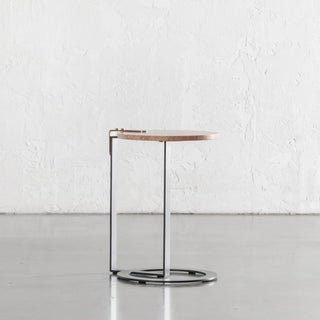 PANZANO ROUND SIDE TABLE  |  SIENNA CLAY TRAVERTINE MARBLE