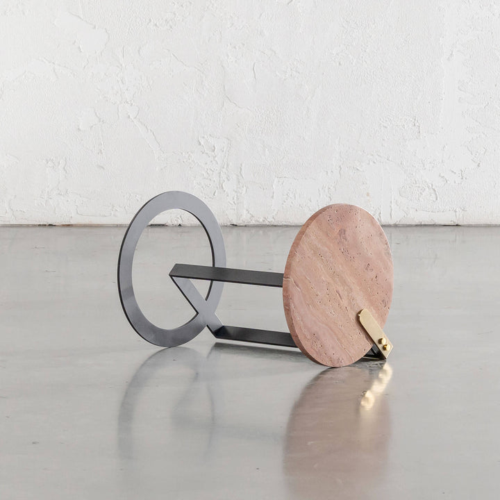 PANZANO ROUND SIDE TABLE  |  SIENNA CLAY TRAVERTINE MARBLE