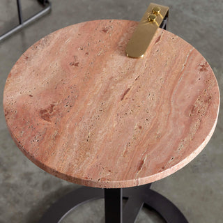 PANZANO ROUND SIDE TABLE  |  SIENNA CLAY TRAVERTINE MARBLE