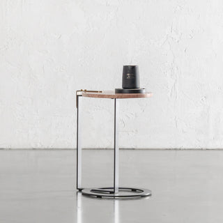 PANZANO ROUND SIDE TABLE  |  SIENNA CLAY TRAVERTINE MARBLE