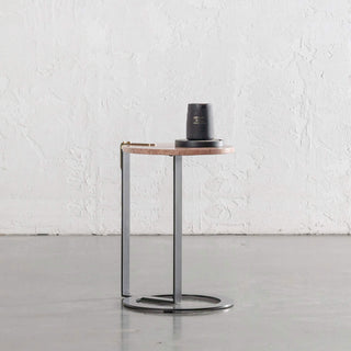 PANZANO ROUND SIDE TABLE  |  SIENNA CLAY TRAVERTINE MARBLE