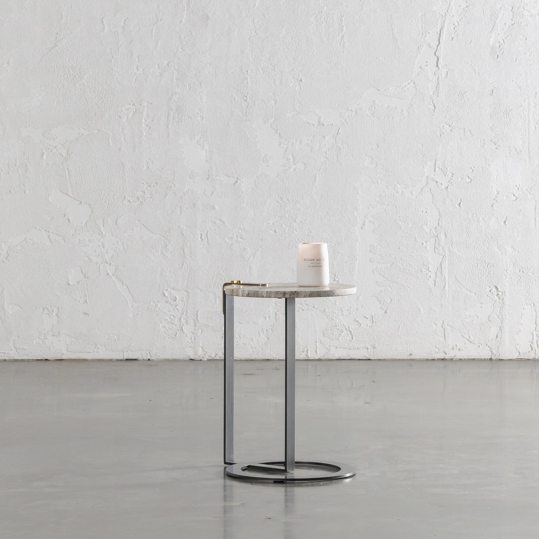 PANZANO SIDE TABLE  |  ROUND MARBLE TOP