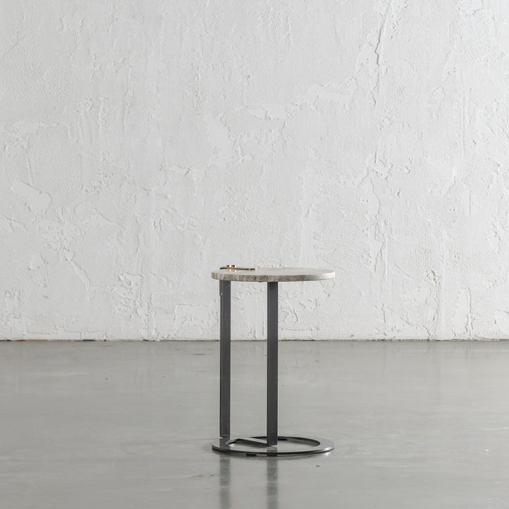 PANZANO ROUND SIDE TABLE  |  NATURAL MARBLE