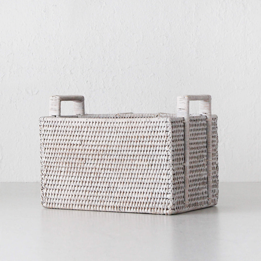 PAUME RATTAN CUTLERY CADDY  |  WHITE WASH