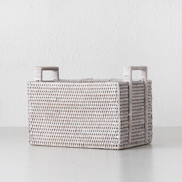 PAUME RATTAN CUTLERY CADDY |  WHITE WASH