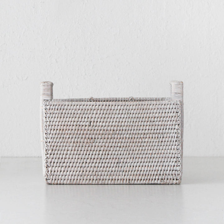 PAUME RATTAN CUTLERY CADDY  |  WHITE WASH