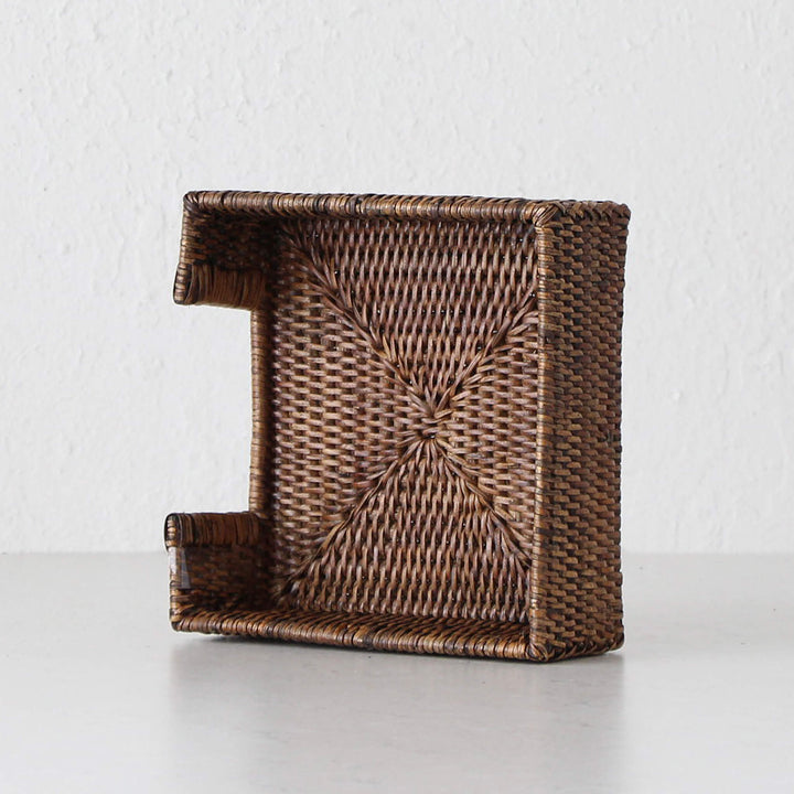 PAUME RATTAN NAPKIN BOX  |  SQUARE  |  ANTIQUE BROWN