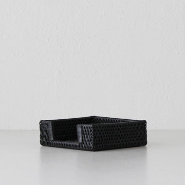 PAUME RATTAN NAPKIN BOX  |  SQUARE  |  BLACK