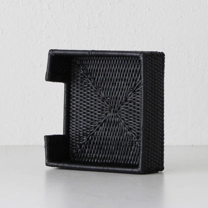 PAUME RATTAN NAPKIN BOX  |  SQUARE  |  BLACK