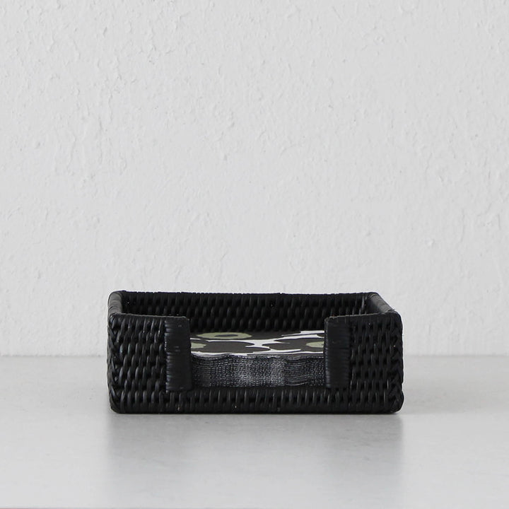 PAUME RATTAN NAPKIN BOX  |  SQUARE  |  BLACK