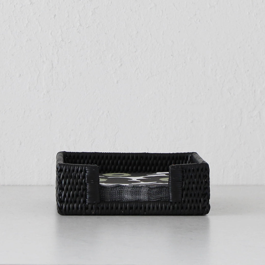 PAUME RATTAN NAPKIN BOX  |  BLACK