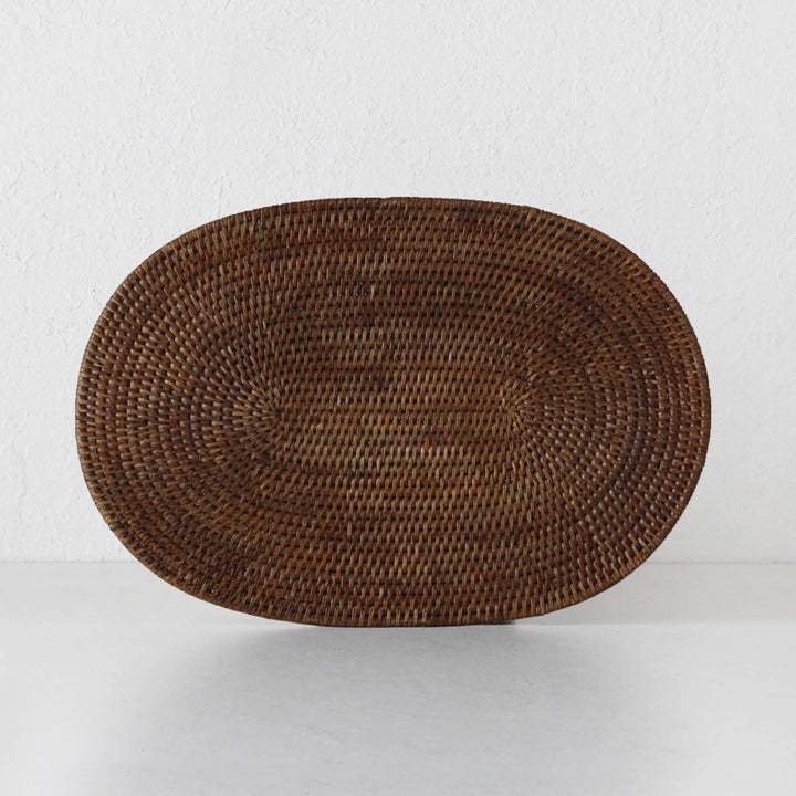 Paume Rattan Oval Placemat Black
