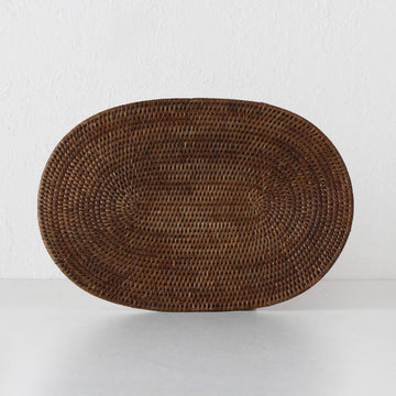 Paume Rattan Oval Placemat Black