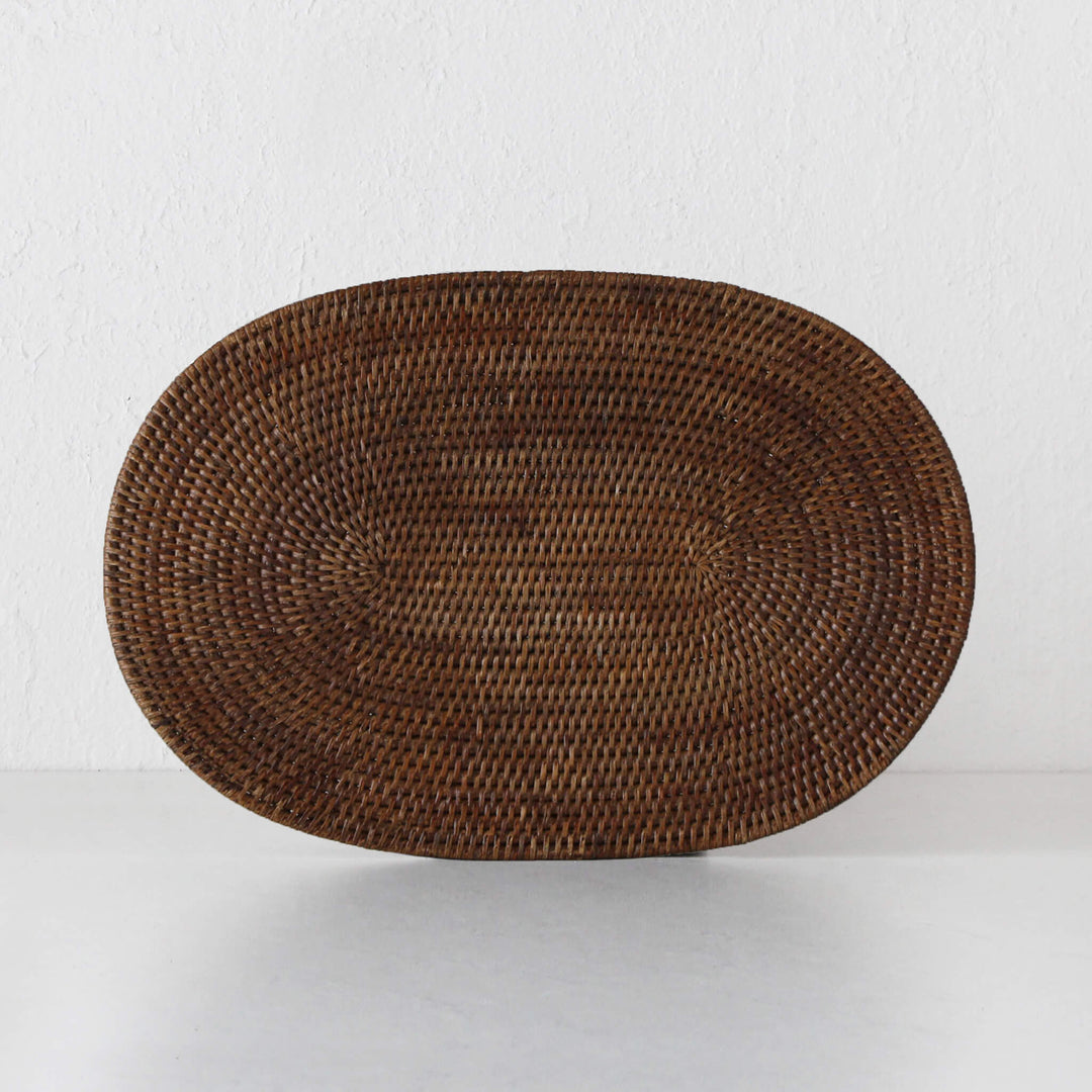 PAUME RATTAN OVAL PLACEMAT  |  ANTIQUE BROWN  |  SET OF 4