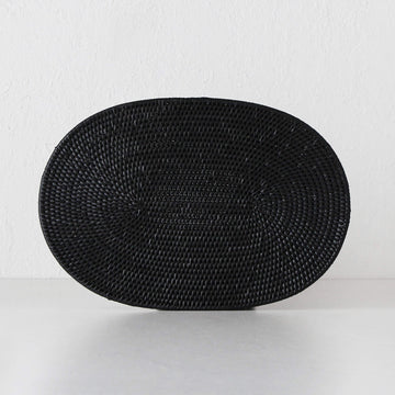 Paume Rattan Oval Placemat Black