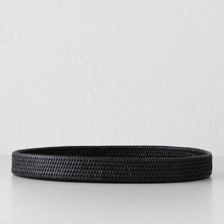 PAUME RATTAN OVAL TRAY  |  BLACK RATTAN
