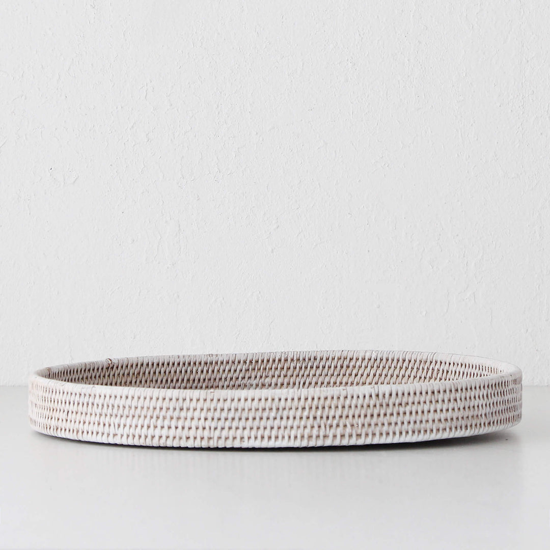 PAUME RATTAN OVAL TRAY  | WHITE WASH