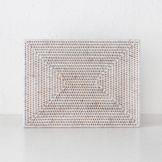 PAUME RATTAN RECTANGLE PLACEMAT  |  WHITE WASH  |  SET OF 4