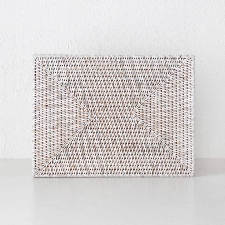 PAUME RATTAN RECTANGLE PLACEMAT  |  WHITE WASH  |  SET OF 4