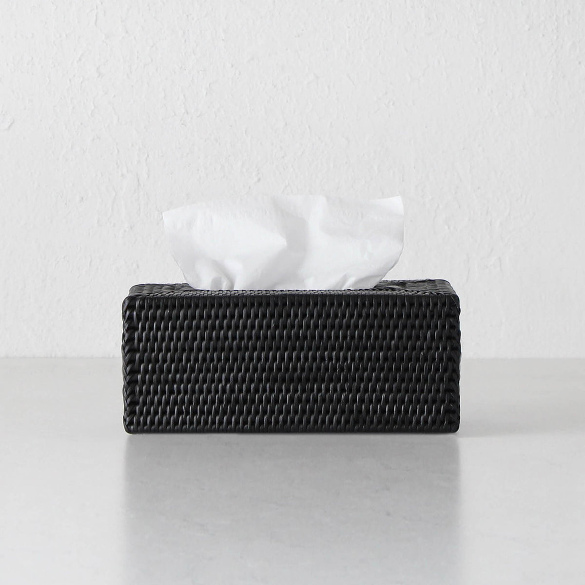 PAUME RATTAN RECTANGLE TISSUE BOX COVER | BLACK RATTAN – Living By Design