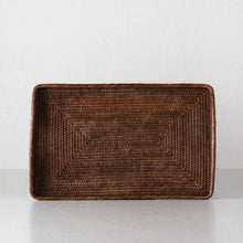 PAUME RATTAN RECTANGLE TRAY  |  SET OF 2  |  ANTIQUE BROWN