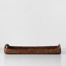 PAUME RATTAN RECTANGLE TRAY  |  SET OF 2  |  ANTIQUE BROWN