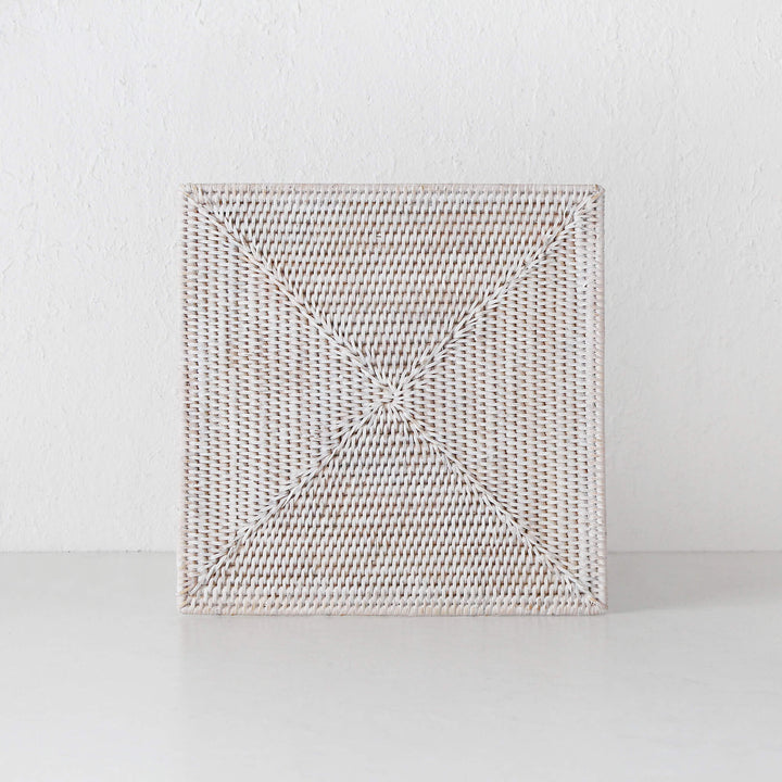 PAUME RATTAN SQUARE PLACEMAT  |  WHITE WASH  |  SET OF 6