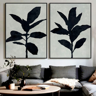 LBD EXCLUSIVE  |  PAVIA FRAMED CANVAS PRINT  |  SET OF 2  |  100 X 140CM  |  BLACK NOIR + FOG  |  BLACK FRAME