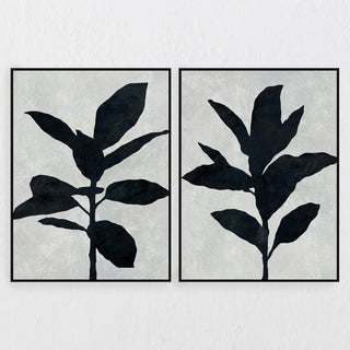 LBD EXCLUSIVE  |  PAVIA FRAMED CANVAS PRINT  |  SET OF 2  |  100 X 140CM  |  BLACK NOIR + FOG  |  BLACK FRAME