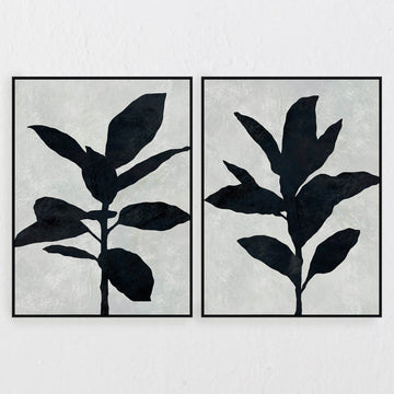 LBD EXCLUSIVE  |  PAVIA FRAMED CANVAS PRINT  |  SET OF 2  |  100 X 140CM  |  BLACK NOIR + FOG  |  BLACK FRAME