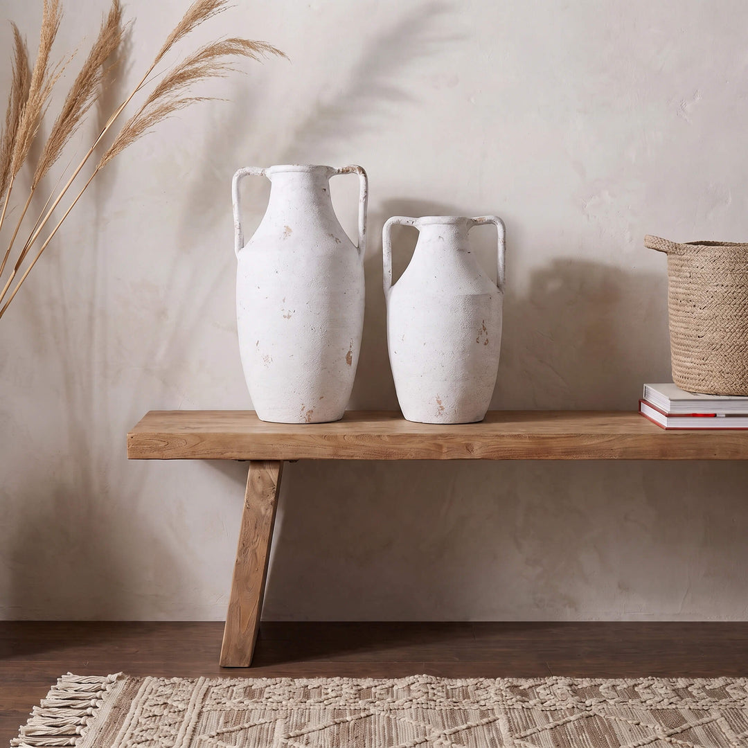 PIMONTE URN  |  29CM + 37CM  |  WHITE TERRACOTTA
