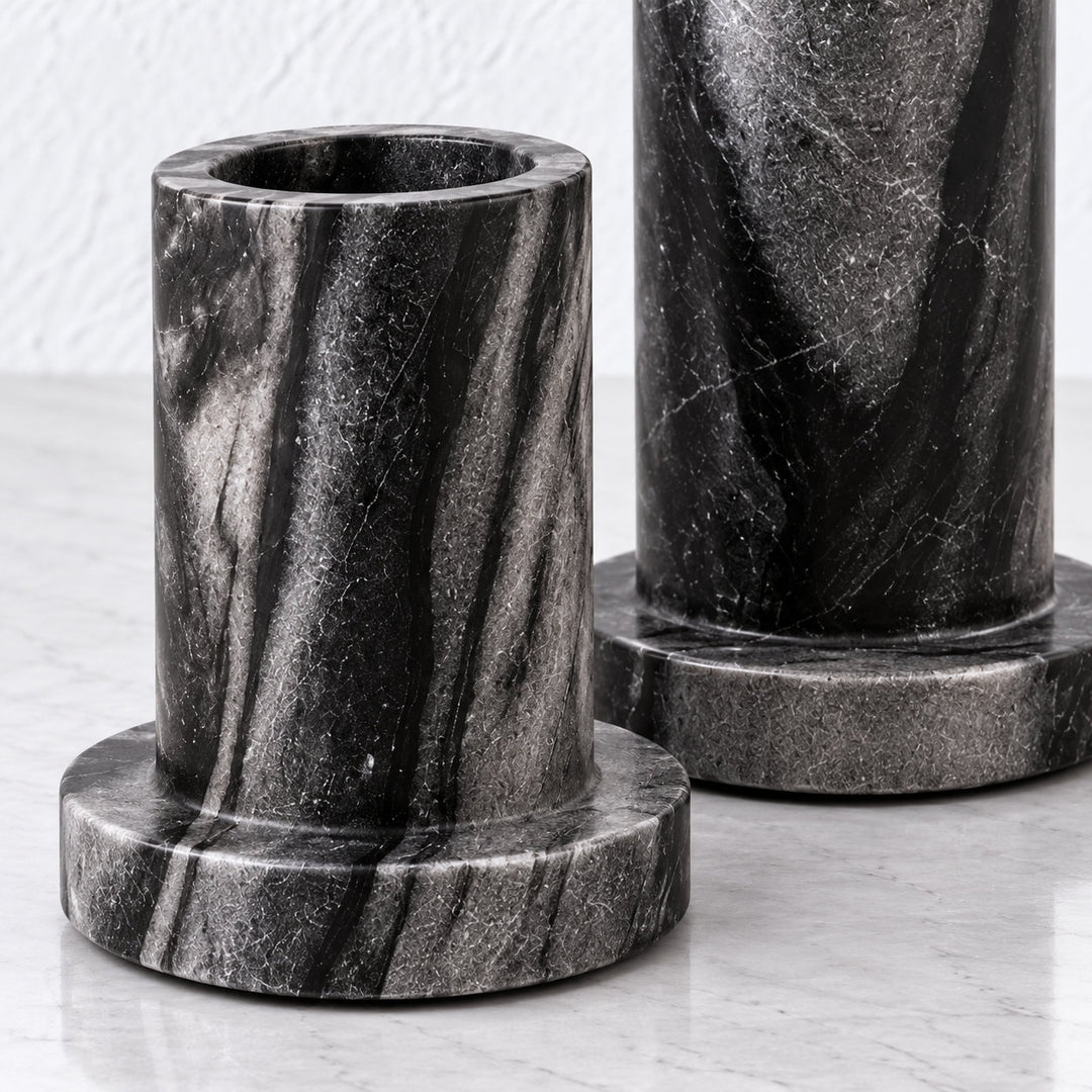 PISANI CANDLE HOLDERS  |  SET OF 2  |  GREY MARBLE