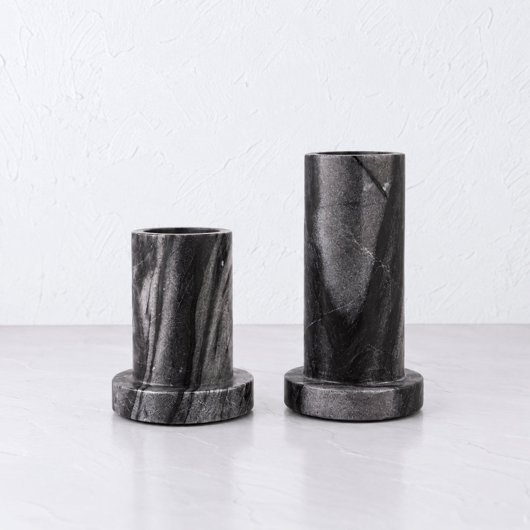 PISANI CANDLE HOLDERS  |  SET OF 2  |  GREY MARBLE